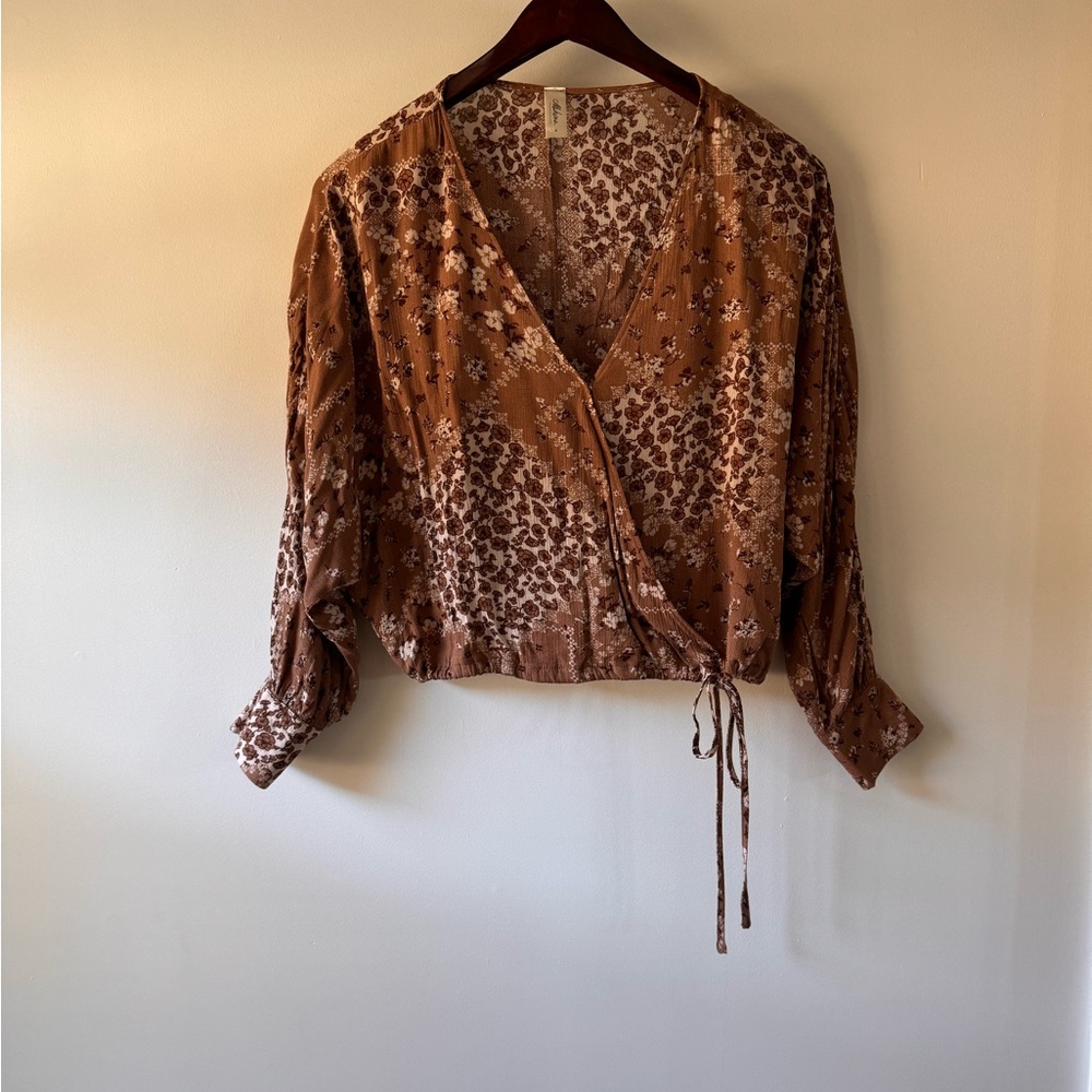 Mahina Brown and Cream Blouse
